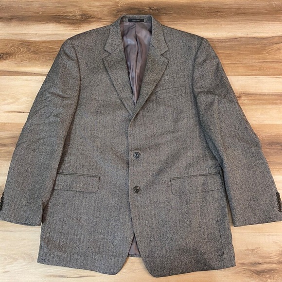Lauren Ralph Lauren Blazer Mens 44L Wool Jacket Herringbone - Picture 2 of 13